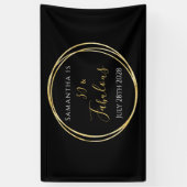 30e verjaardag Zwart Goud Verjaardagsfeest Spandoek (Verticaal)