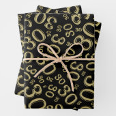 30e verjaardag zwart & gouden Random Number Patter Inpakpapier Vel (In situ)