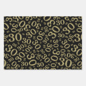 30e verjaardag zwart & gouden Random Number Patter Inpakpapier Vel (Voorkant)
