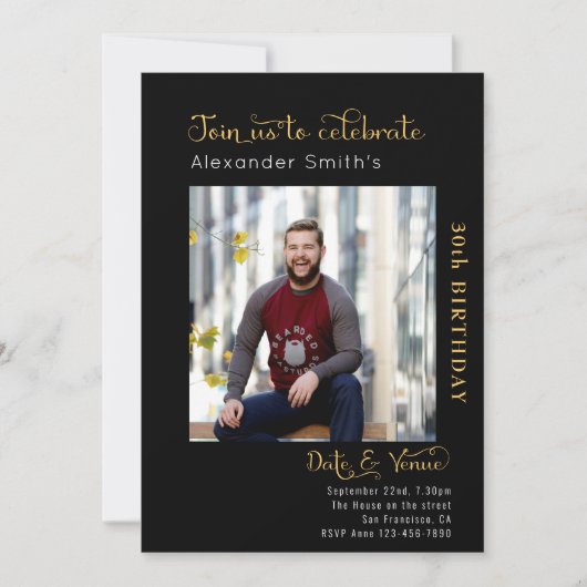 30e verjaardag zwart kaart (Voorkant)