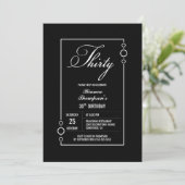 30e verjaardag zwart met White Lijst Party Kaart (Staand voorkant)