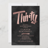 30e verjaardag Zwart Roos Goud Kaart (Voorkant)