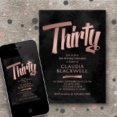 30e verjaardag Zwart Roos Goud Kaart