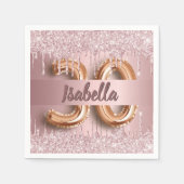 30e verjaardag zwart roze glitter monogram servet (Voorkant)