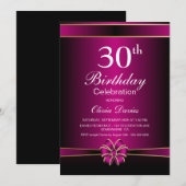 30e verjaardag zwart-roze kaart (Voorkant / Achterkant)