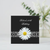 30e verjaardag Zwart Wit Bloem Geel Kaart (Staand voorkant)
