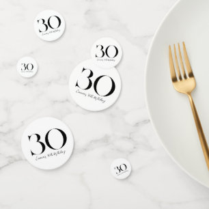 30e verjaardag zwart-wit confetti