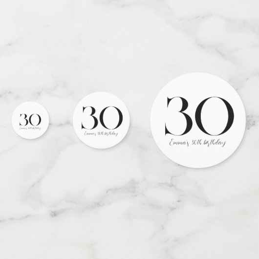 30e verjaardag zwart-wit confetti (Achterkanten)