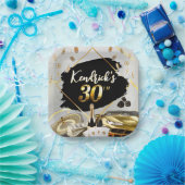 30e verjaardag zwart-wit en goudcasino, Luxe auto  Papieren Bordje (Feest)