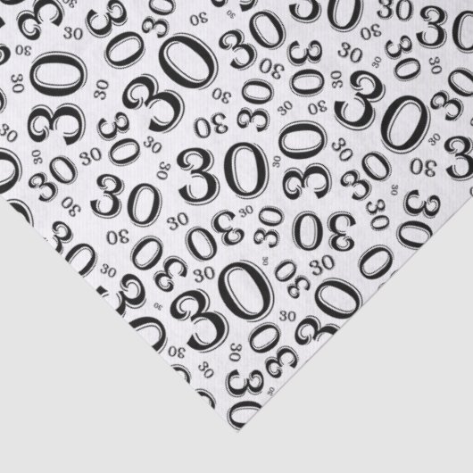 30e verjaardag zwart/wit kleurenpatroon tissuepapier (Detail)