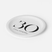 30e verjaardag zwart-wit papieren bordje (Gekanteld)