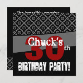 30e verjaardag zwart-wit patroon voor hem kaart (Voorkant / Achterkant)