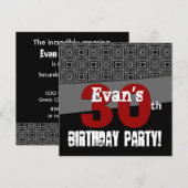 30e verjaardag zwart-wit patroon voor hem kaart (Voorkant / Achterkant)