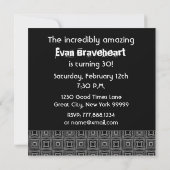 30e verjaardag zwart-wit patroon voor hem kaart (Achterkant)
