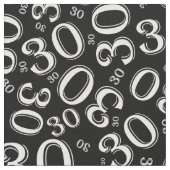 30e verjaardag zwart/wit Random Number Pattern Stof (Close Up)