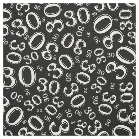 30e verjaardag zwart/wit Random Number Pattern Stof (Swatch)
