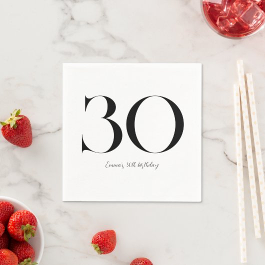 30e verjaardag zwart-wit servet (Insitu)