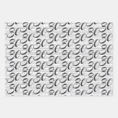 30e verjaardag Zwart Wit Typografie Nummers Inpakpapier Vel (Voorkant 2)