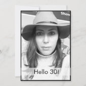 30e verjaardag zwart-witte foto modern elegant kaart (Voorkant)