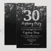 30e verjaardag - Zwart Zilver Kaart (Voorkant / Achterkant)