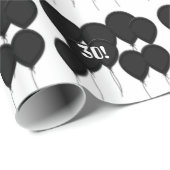 30e verjaardag, zwarte ballonnen Cadeaupapier (Rol Hoek)
