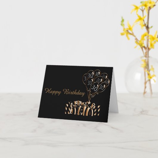 30e verjaardag zwarte ballonnen | DIY-woorden Kaart (Gele Bloem)