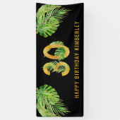 30e verjaardag Zwarte en Gold Tropische Leaves Par Spandoek (Verticaal)