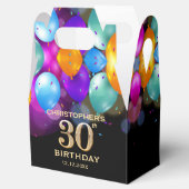 30e verjaardag Zwarte en gouden ballonnen Bedankdoosjes (Geopend)