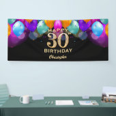 30e verjaardag Zwarte en gouden ballonnen Spandoek (Beurs)