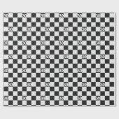 30e verjaardag zwarte en witte cheques cadeaupapier (Vlak)