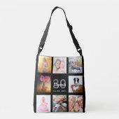 30e verjaardag zwarte foto collage crossbody tas (Achterkant)