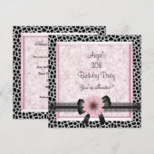 30e verjaardag Zwarte Giraffe Roze Floral Bow Kaart (Voorkant / Achterkant)