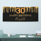 30e verjaardag zwarte gouddruppels welkom spandoek (Beurs)