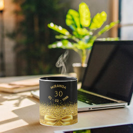 30e verjaardag zwarte gouden boog naam mok