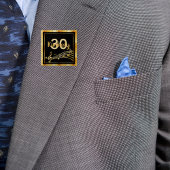 30e verjaardag zwarte gouden muzieknoten naam vierkante button 5,1 cm