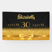 30e verjaardag zwarte gouden naam welkom spandoek (Horizontaal)