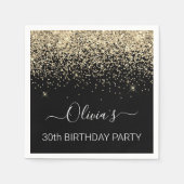 30e verjaardag zwarte goudglitter elke leeftijd servet (Voorkant)