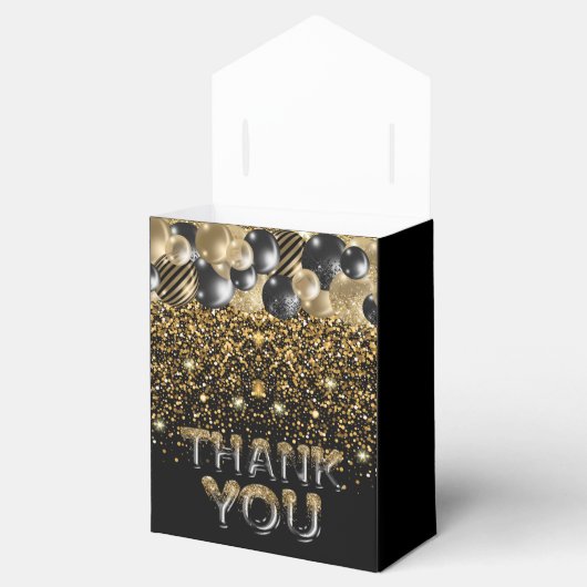 30e verjaardag zwarte goudglitter op maat bedankdoosjes (Geopend)