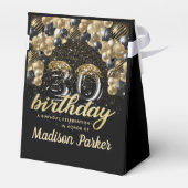 30e verjaardag zwarte goudglitter op maat bedankdoosjes (Achterkant)