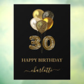 30e verjaardag zwarte goudluipaard naamscript raamsticker (Vel 3)