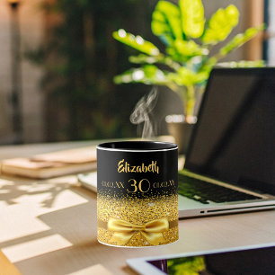 30e verjaardag zwarte goudnaam elegant mok