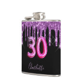 30e verjaardag zwarte paarse glitter scriptvriende heupfles (Links)