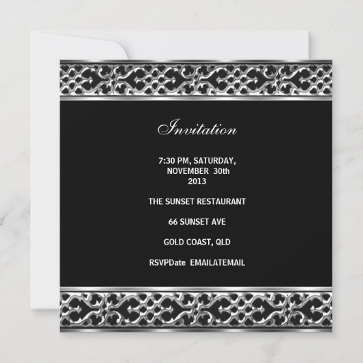 30e verjaardag zwarte streep zilver kaart (Achterkant)