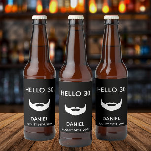 30e verjaardag zwarte witte baard man man leuk bier etiket