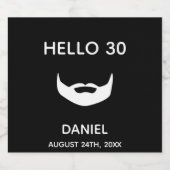 30e verjaardag zwarte witte baard man man leuk bier etiket (Enkel label)