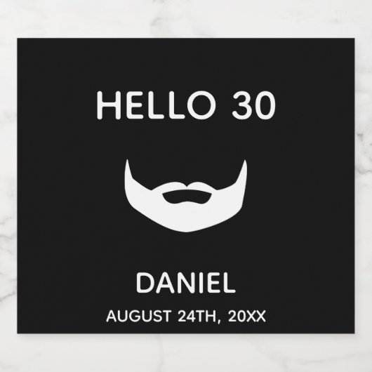 30e verjaardag zwarte witte baard man man leuk bier etiket (Enkel label)