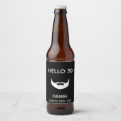 30e verjaardag zwarte witte baard man man leuk bier etiket (Voorkant)