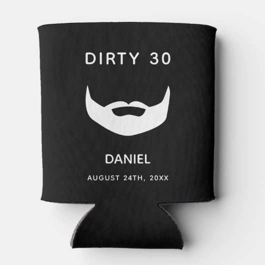 30e verjaardag zwarte witte baard mannen leuk blikjeskoeler (Achterkant)