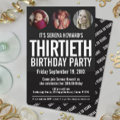 30e verjaardag zwarte witte fotocirkels Uitnodigin Kaart