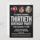 30e verjaardag zwarte witte fotocirkels Uitnodigin Kaart (Voorkant)